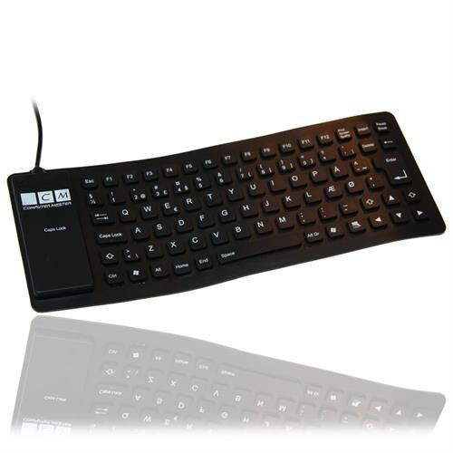 Fleksibelt og vandtæt silikone gummi mini tastatur, sort (DANSK layout)