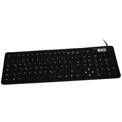 Vandtæt fleksibelt mini silikone tastatur, sort (TYSK layout)