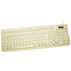 Vandtæt mini silikone tastatur, hvid (DANSK layout)