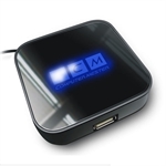 CM 4 port USB 2.0 hub med bl� Led logo (Hi-Speed)