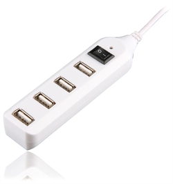 USB Hub med afbryder, hvid, 50 cm kabel