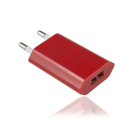 Lille 220 volt til USB omformer, rød