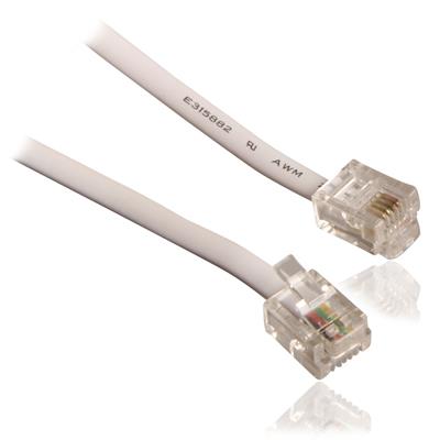 Router kabel, RJ 11, hvid, 5 meter