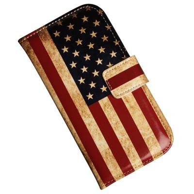 Samsung Galaxy S4 luksusetui i PU læder med USA flag  i retro stil