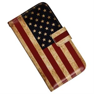 Samsung Galaxy S5 lukus mobiletui i kunstlæder med gammelt USA flag