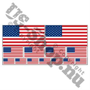 Klistermærke, USA Flag, 12 varierende størrelser