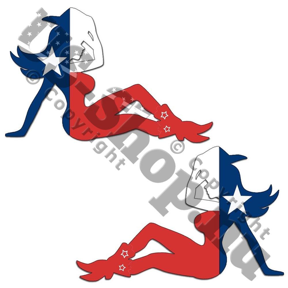 Mudflap Girls Klistermærker med Texas Flag, 2 stk