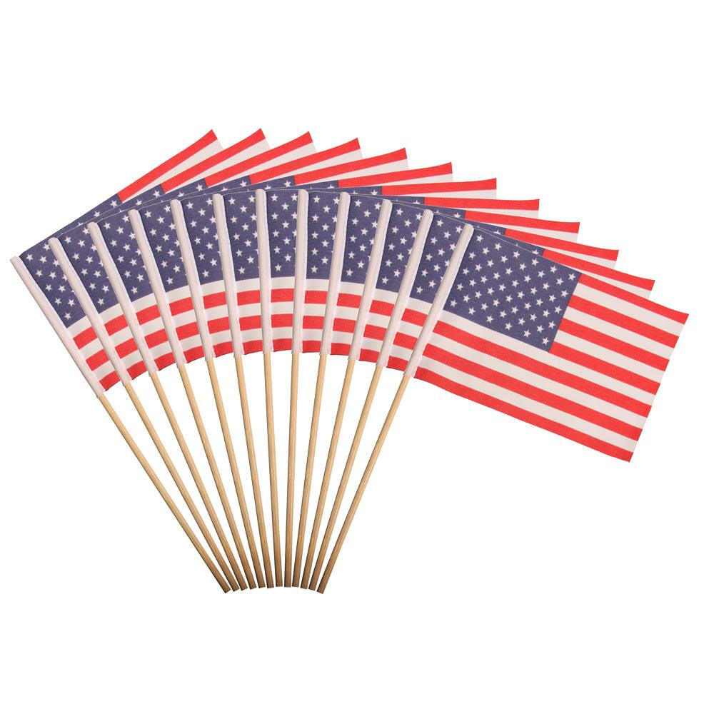 USA stof flag på træpind, 12 stk. - 11401 - Mester