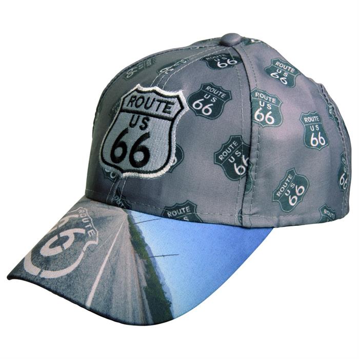 Grå Route 66 cap med foto motiv
