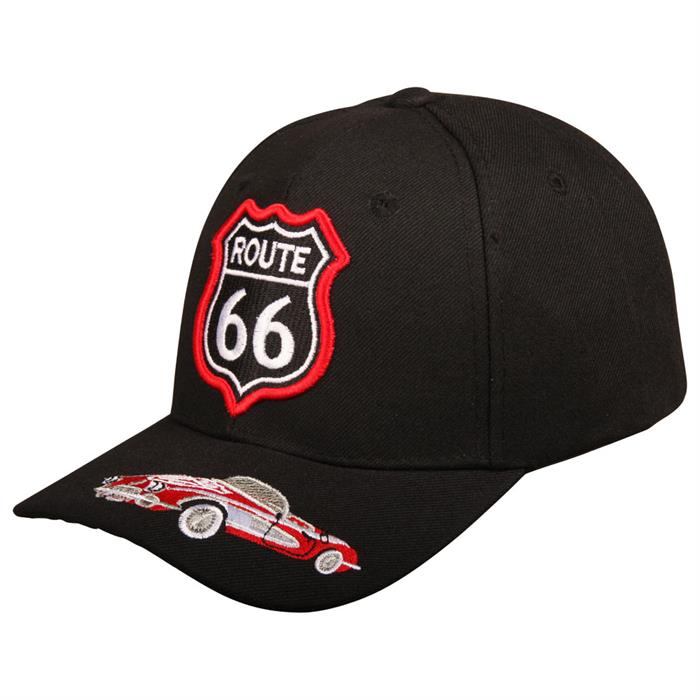 Sort Route 66 kasket med rød Corvette