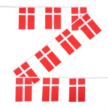 Dansk flag guirlande med 10 flag, 3 meter lang