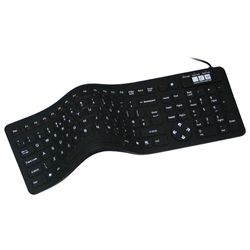 Vandtæt silikone mini tastatur, sort gummi (ENGELSK - UK layout)