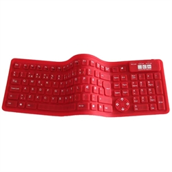 Vandtæt mini tastatur, rød silikone (DANSK layout)