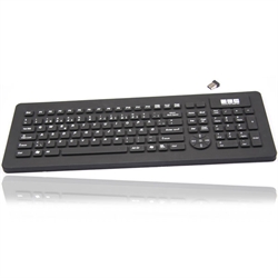 Antibakterielt trådløst vandtæt industri keyboard med mikro USB receiver, sort (DANSK layout)