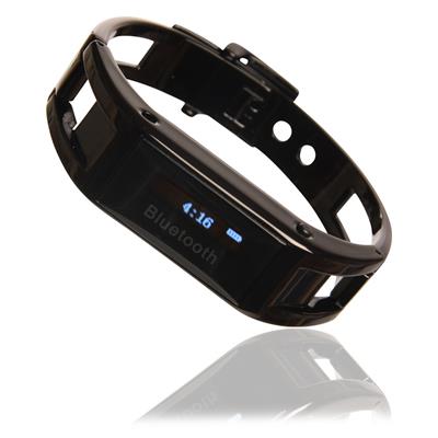 Bluetooth armbånd i stål, blanksort, med vibraton og display - UDGÅET