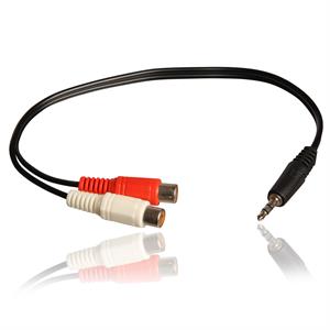 Mini jack hanstik til stereo phono hunstik, 0.3m 