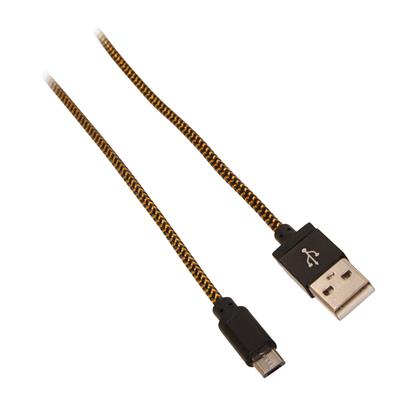 Farvet USB kabel med microUSB, 2 meter, sort