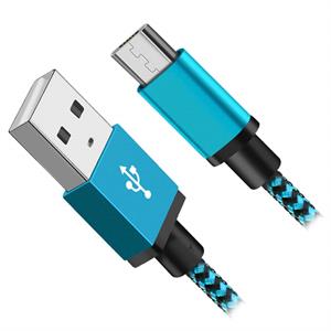 Farvet USB kabel med microUSB, 2 meter, blå