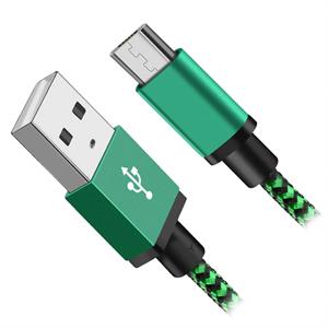 Farvet USB kabel med microUSB, 2 meter, grøn