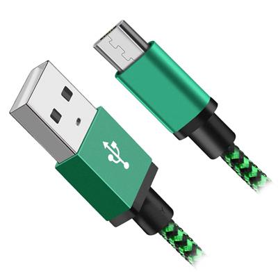 Farvet USB kabel med microUSB, 2 meter, grøn - UDGÅET