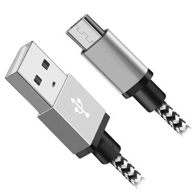 Farvet USB kabel med microUSB, 2 meter, sølv