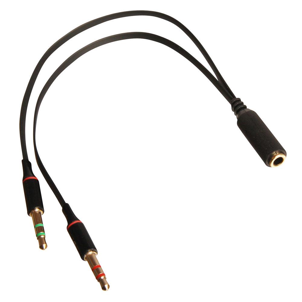 Omkreds Indskrive løber tør Headset adapter kabel til PC ~ Sort ~ 30 cm