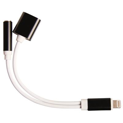 IPhone lightning til lightning/audio splitter, sort