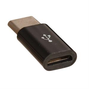 Adapter, micro USB til USB C, sort