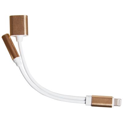 IPhone lightning til lightning/audio splitter, guld