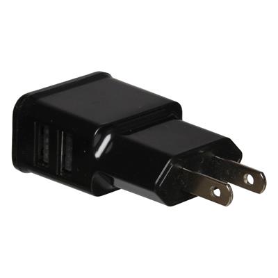 USB lader til US stik, sort med 2 stik