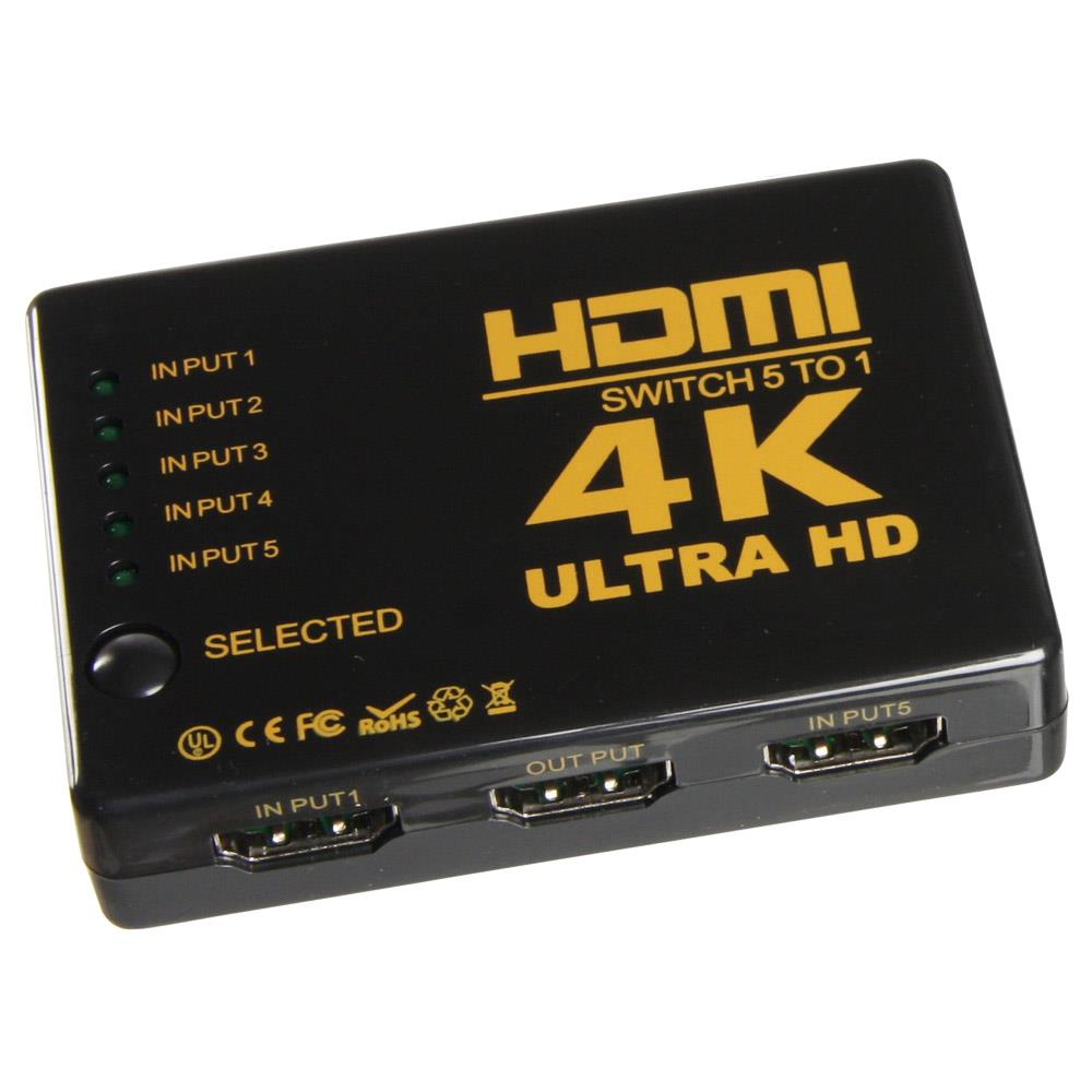 HDMI 5 In 1 Out Switch Selector Splitter Hub With IR Remote – Game Bros LB
