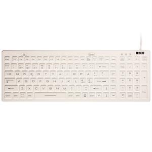 Vandtæt tastatur med lys i taster og rengøringsfunktion, hvid (NORDISK layout)