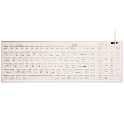 Vandtæt tastatur med lys i taster, hvid (NORDISK layout) - DEMO
