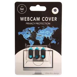 Webcam cover med skydelåge, sort, selvklæbende, 3-pak