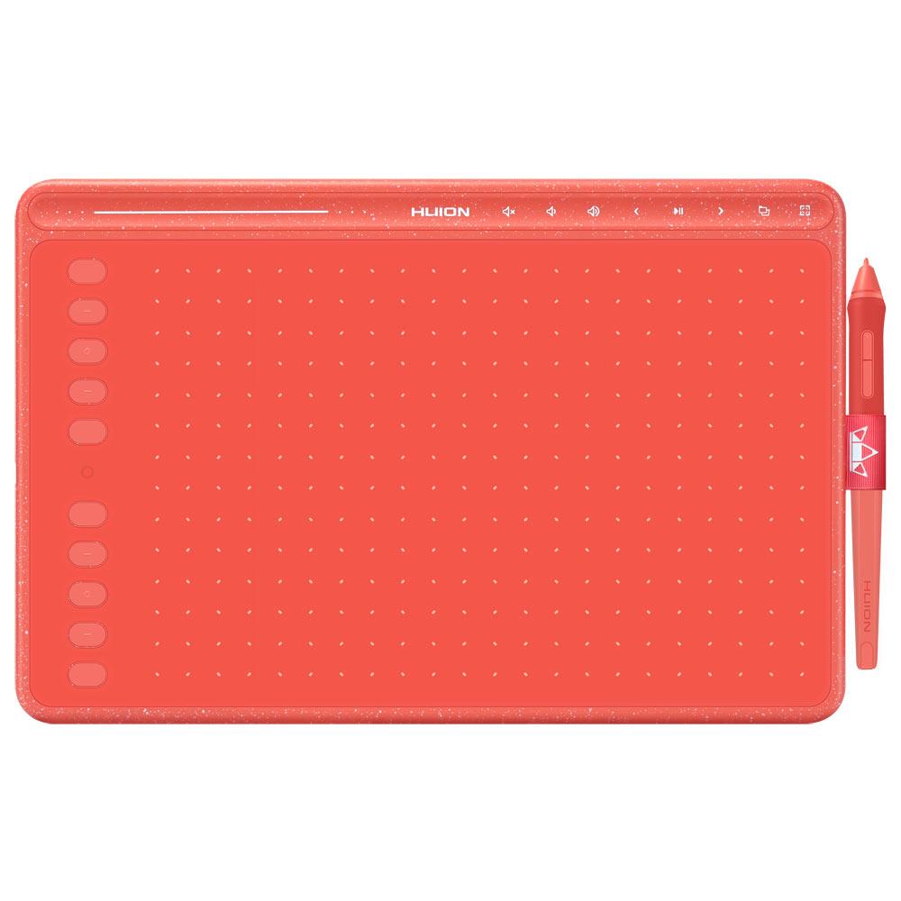 Mobilisere Nautisk demonstration USB Tegneplade med pen ~ Huion HS611 ~ Coral Red