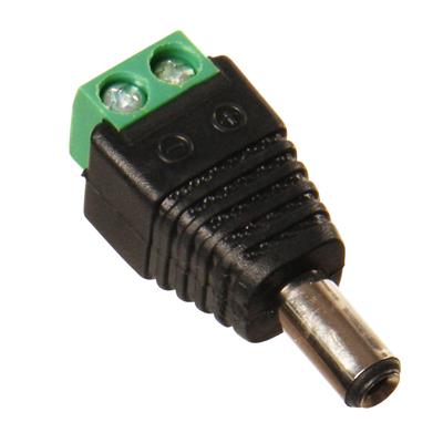 5,5 mm DC adapter med skruer, hanstik