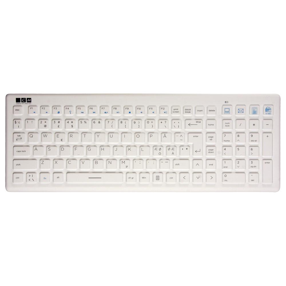 Tilbageholde Frisør guiden Vandtæt trådløst full size tastatur, hvid
