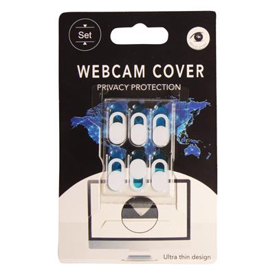 Webcam cover med skydelåge, hvid, selvklæbende, 6-pak