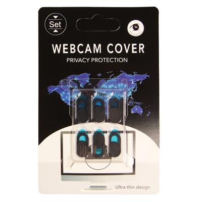 Webcam cover med skydelåge, sort, selvklæbende, 6-pak