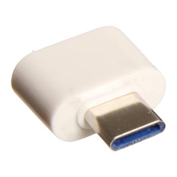 Mini adapter, USB A til USB C, Hvid
