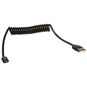 Mikro USB spiralledning, 30 til 75 cm sort