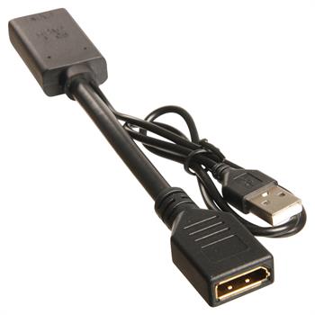 Adapter, HDMI til displayport med USB power, sort