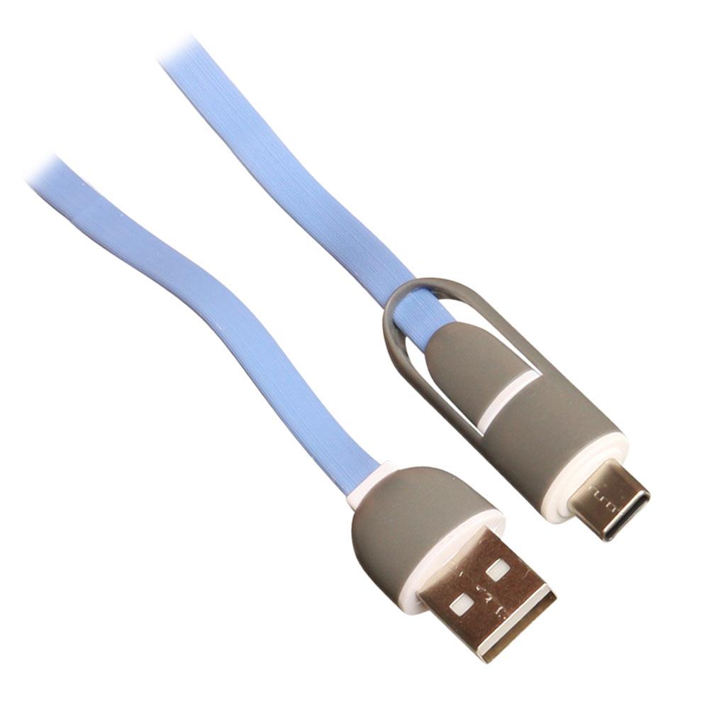 Computer Mester - USB til både USB C Micro USB, 1 m, blå - 8765