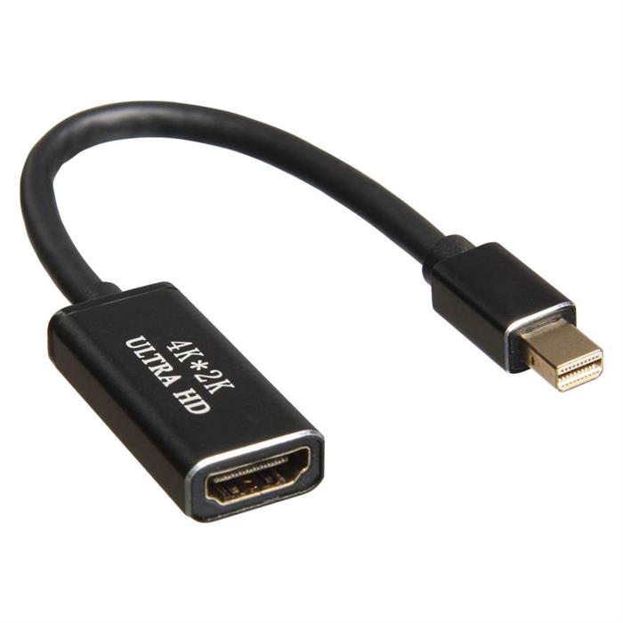 Adapter, mini displayport til HDMI, 4K, 30 Hz, sort