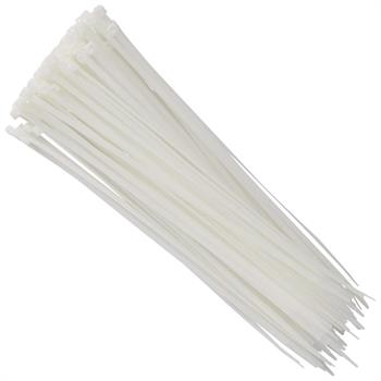 Kabelstrips / kabelbindere, hvide, 30 cm, 100 stk.