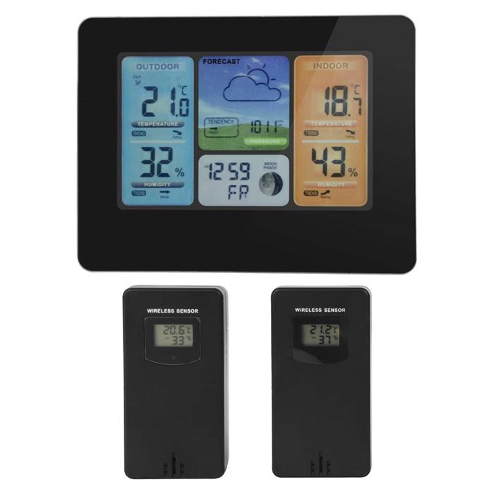 Trådløs vejrstation med 6 tommer LCD display, 2 sensorer, Wifi og App