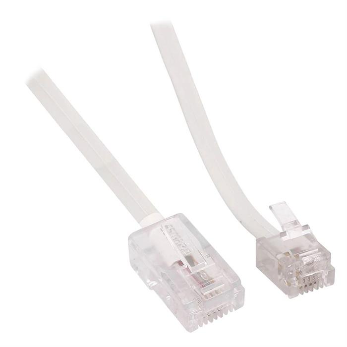 Modem kabel, RJ 11 / RJ 45, hvid, 3 meter