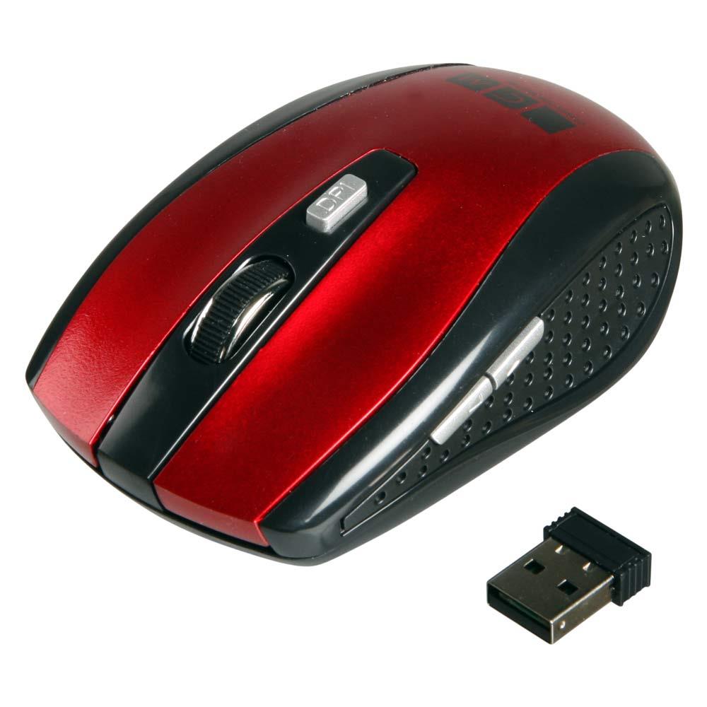 Computer Mester - Trådløs mus, 2,4 GHz USB, rød metallic -