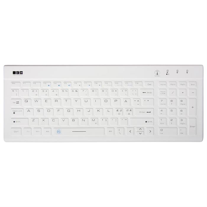 Vandtæt Bluetooth full size tastatur, hvid (NORDISK layout)