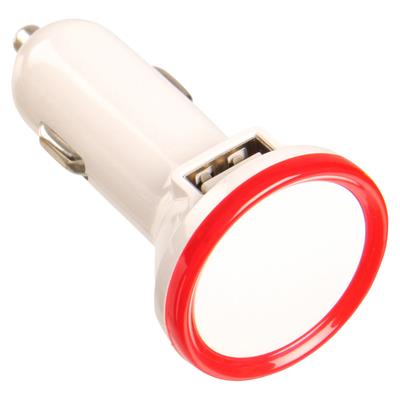 Dobbelt USB lader til cigarstik, hvid med rødt lys - UDGÅET